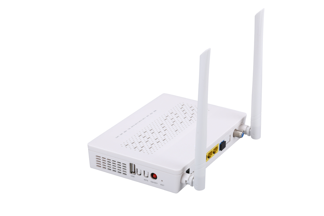 Frequência 2.4G do ganho do modo 5DBI dos POTENCIÔMETROS CATV 2T2R de TX 1310nm RX 1490nm FTTH ONU Ontário 3FE 1GE WIFI