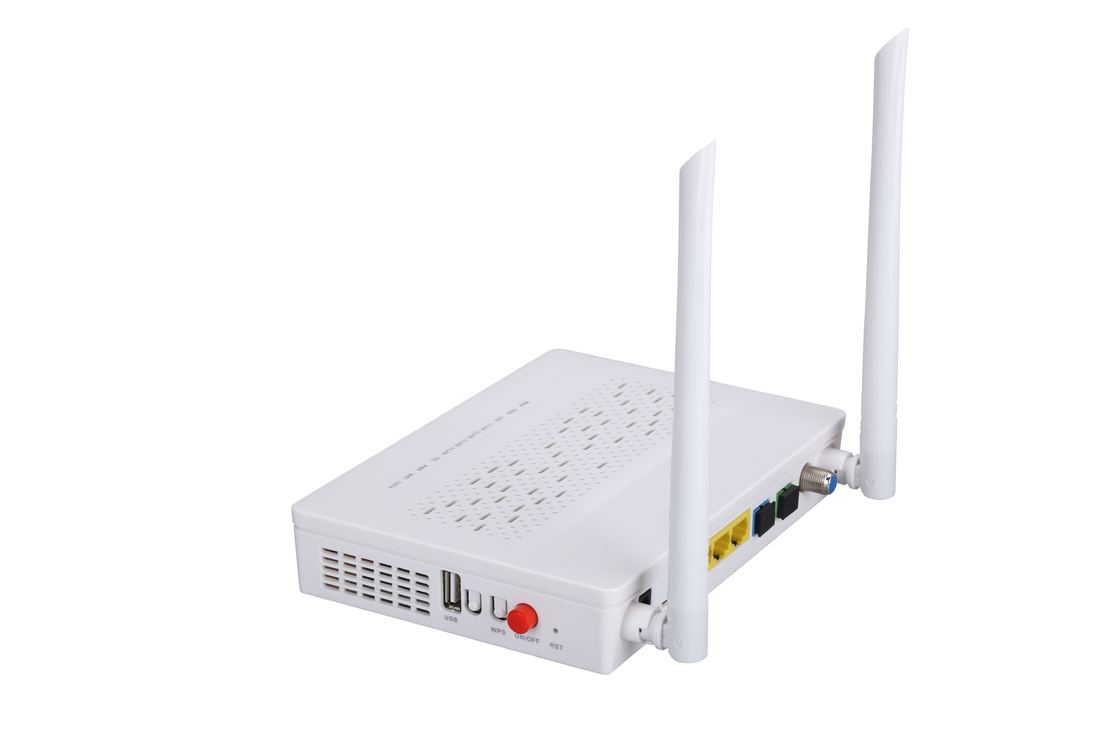 2T2R modem duplo da fibra FTTH ONU dos POTENCIÔMETROS CATV do modo GPON EPON ONU 3FE 1GE WIFI