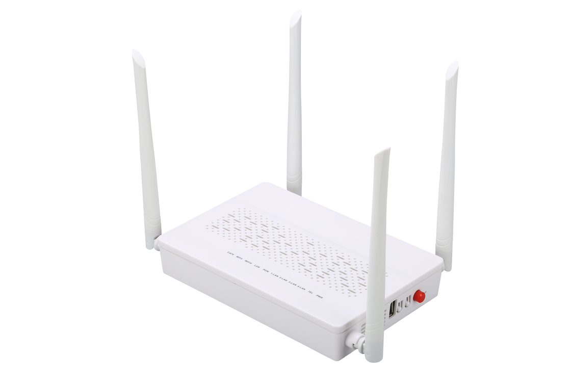 Fibra do único modo do SC do modem dos POTENCIÔMETROS CATV GPON ONU de 4GE 2.4G/5G WIFI única