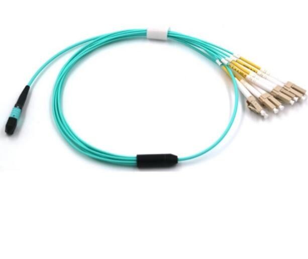 comprimento de onda do teste do FANOUT LSZH 1310nm do núcleo OM3 milímetro de 2M Fiber Optic MPO 8