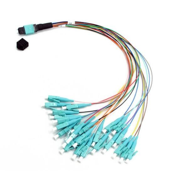 Fibra ótica MPO do milímetro do núcleo OM3 24, 0.9mm MPO ao cabo da fibra do LC