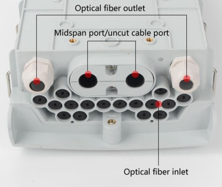 Porto exterior de Ftth 2 Inlet+Mid-Span da parede da fibra ótica da caixa comum, tomada 16 para os cabos pendentes