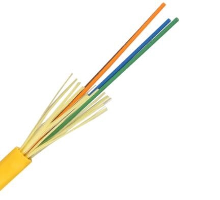 Amortecedor apertado do núcleo amarelo do cabo de fibra ótica 14 ou cabo interno GJFJV-14B1 9/125 do tubo fraco