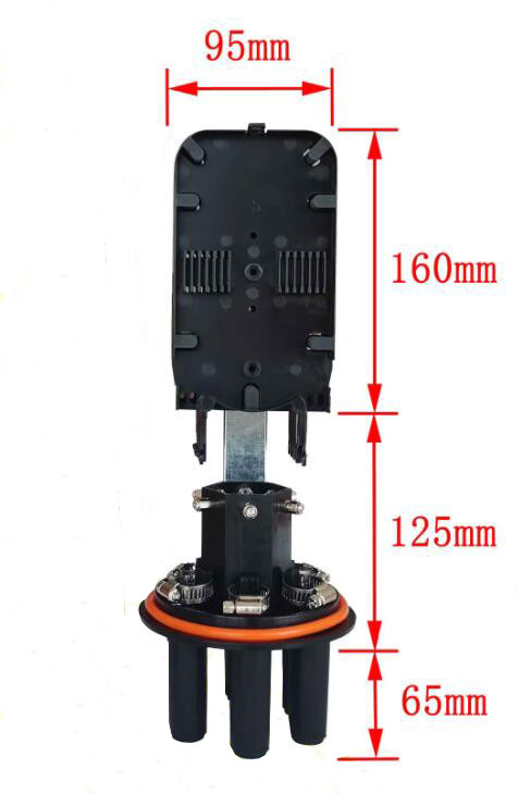 Cor preta material de 6 ABS de fibra ótica do PC do fechamento 24F 48F 72F 96F PP da junção do cabo dos portos