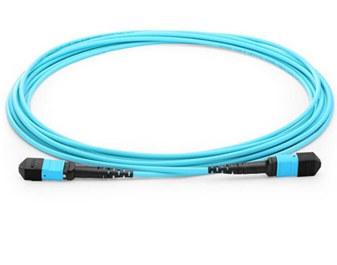 10g fibra multimodo fêmea do tronco OM3 do núcleo do material MPO 8 do cabo de fibra ótica LSZH